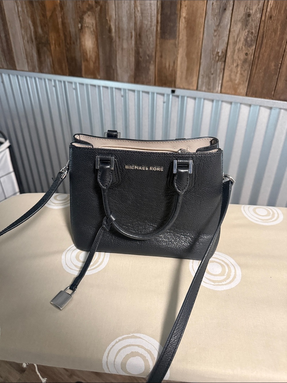 Michael Kors Black Leather Crossbody Satchel
